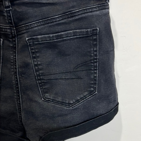 American Eagle Shorts Black Jean Cuff Next Level Stretch Super High Rise Shortie - Picture 5 of 13